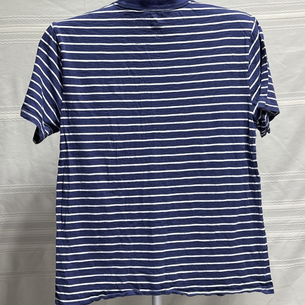 Kids Polo Ralph Lauren Shirt XL Blue/White Striped V Neck Short Sleeve Shirt - Picture 4 of 8